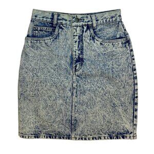 Vintage Sergio Diamond Wash High-Waisted Acid Wash Denim Skirt – Size 7/8